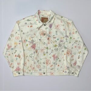 Levi's Women's Floral-Print 90s Pocket-Front Cotton Trucker Jacket-Size S New